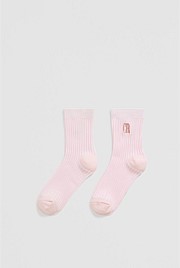 Organically Grown Cotton Blend Ribbed Quarter Crew Sock