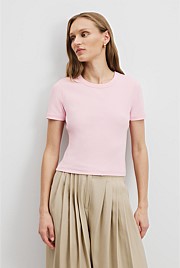 Australian Cotton Blend Crop Rib T-Shirt