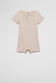 Organically Grown Cotton Stripe Rib Short Sleeve Bodysuit