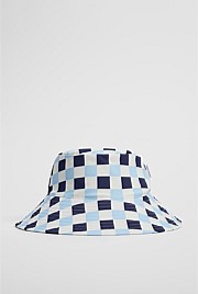 Recycled Nylon Blend Check Swim Bucket Hat