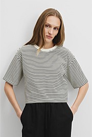 Australian Cotton Stripe Crop T-Shirt