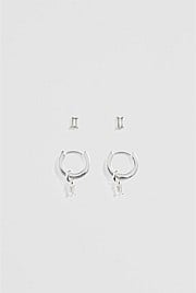 Hoop and Stud Crystal Charm Pack of 2