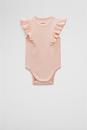 Organically Grown Cotton Rib Frill Bodysuit