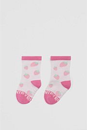 Organically Grown Cotton Blend Strawberry Sock