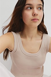 Teen Australian Cotton Blend Rib Logo Tank