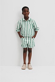 Organically Grown Cotton Blend Stripe Pull-On Short