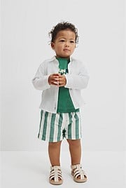 Organically Grown Cotton Blend Stripe Pull-On Short