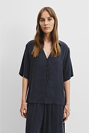 Cupro Button Front Top