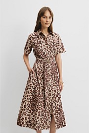 Print Flared Midi Dress