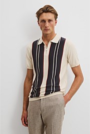 Cotton Silk Panel Zip Polo