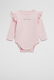 Cotton Frill Rib Long Sleeve Bodysuit