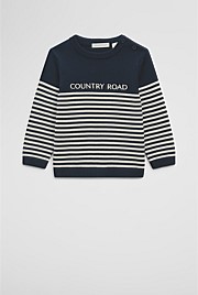 Organically Grown Cotton Stripe Logo Knit