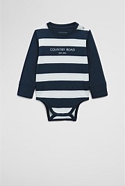 Organically Grown Cotton Spliced Logo Long Sleeve Bodysuit