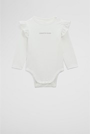 Cotton Frill Rib Long Sleeve Bodysuit
