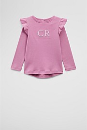 Australian Cotton Long Sleeve Logo Frill T-Shirt