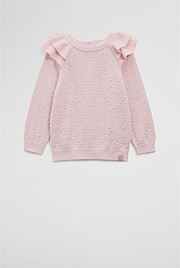 Organically Grown Cotton Pointelle Knit Pullover