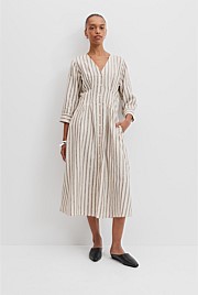 Organically Grown Linen Stripe Shirt Dress