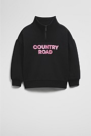 Australian Cotton Blend Sequin Half Zip Sweat