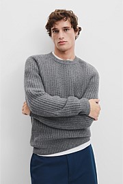 Textured Wool Crew Neck Knit