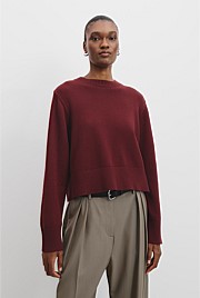 Organically Grown Cotton Blend Crop Crew Neck Knit