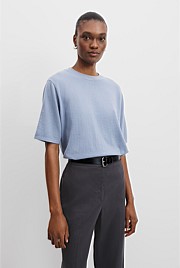 Organically Grown Cotton Cashmere Blend Knit T-Shirt