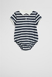 Organically Grown Cotton Stripe Polo Bodysuit