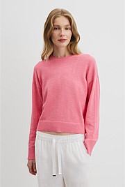 Organically Grown Cotton Linen Crew Neck Knit