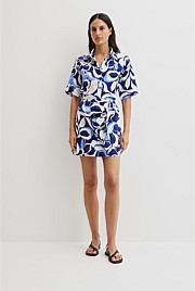 Print Mini Linen Skirt