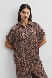 Print Short Sleeve Cupro Shirt