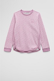 Organically Grown Cotton Long Sleeve Curved Logo T-Shirt