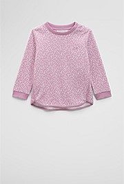 Organically Grown Cotton Long Sleeve Sequin Logo T-Shirt