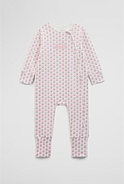 Organically Grown Cotton Blend Logo Zip Jumpsuit