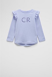 Long Sleeve Logo Frill T-Shirt
