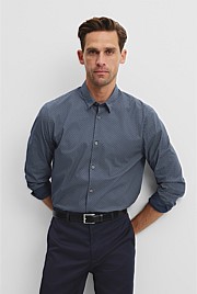 Long Sleeve Slim Fit Cotton Stretch Print Shirt