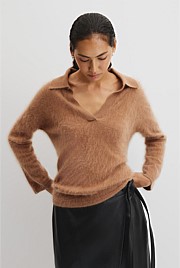 Fluffy Collared Knit