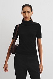 Short Sleeve Wool Silk Knit