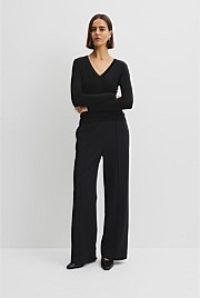 Cupro Rib V-Neck Neck Top