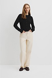Cotton Cashmere Crew Neck Cardigan