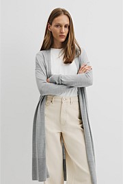 Lightweight Merino Wool Longline Cardigan
