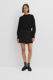 Organically Grown Cotton Blend Crop Crew Neck Knit