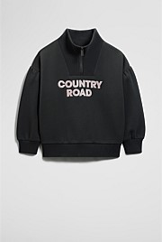 Australian Cotton Blend Sequin Half Zip Sweat