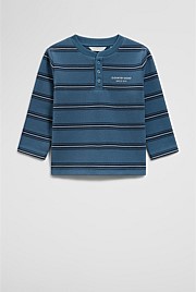 Organically Grown Cotton Stripe Long Sleeve Pique T-Shirt