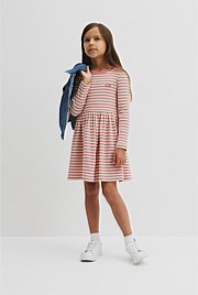 Long Sleeve Gathered Rib Dress