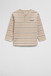 Organically Grown Cotton Stripe Long Sleeve Pique T-Shirt