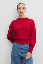 Organically Grown Cotton Blend Crop Crew Neck Knit