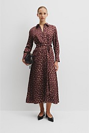 Fluid Print Wrap Dress