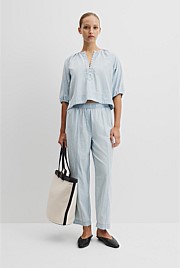 Tapered Chambray Pintuck Pant