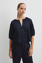 Linen Gathered Linen Top