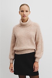 Lofty Merino Wool Funnel Neck Knit