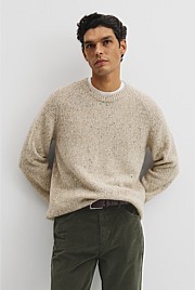 Merino Nep Wool Blend Crew Neck Knit